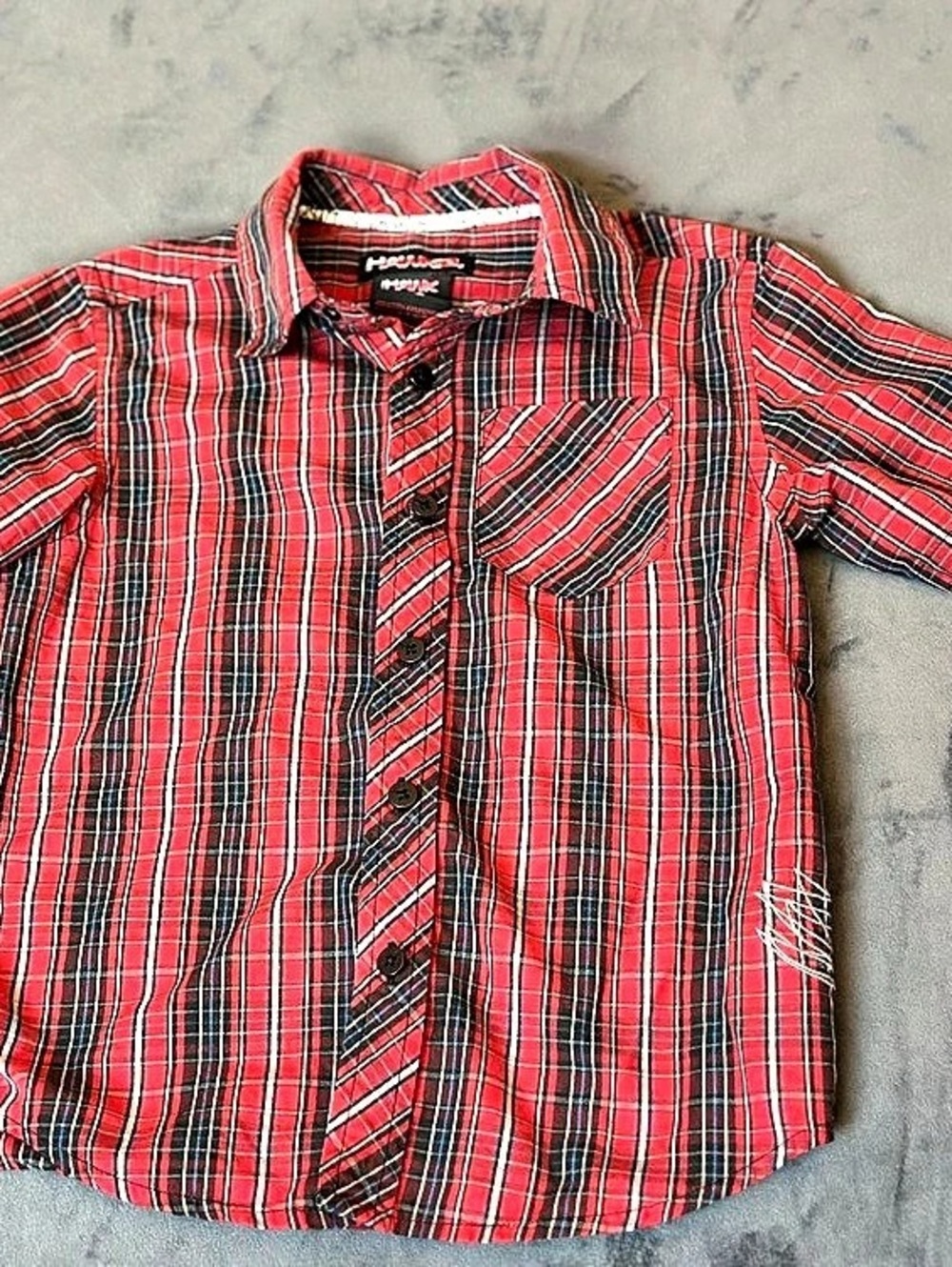 Hawk Kids Plaid Button Down Shirt in Red & Black